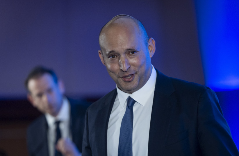 Former prime minister Naftali Bennett at a conference in Jerusalem, February 17, 2026; illustrative.