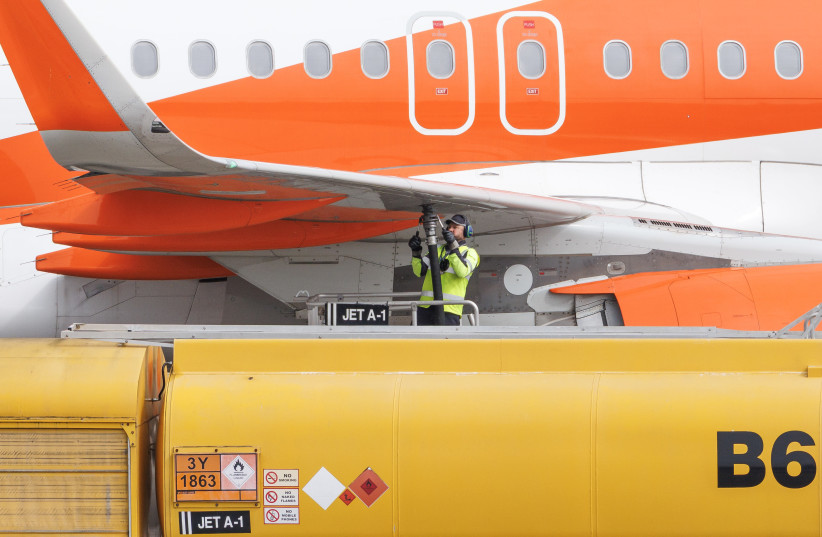An EasyJet plane is refuelled ahead of takeoff at Southend Airport on April 17, 2026 in Southend, England.