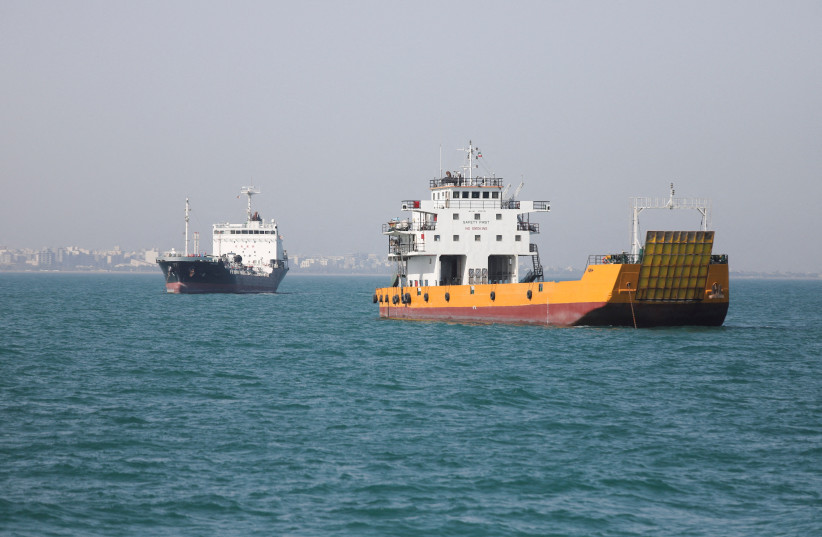 Vessels in the Strait of Hormuz near Bandar Abbas, Iran, May 4, 2026. (credit: Amirhosein Khorgooi/ISNA/WANA