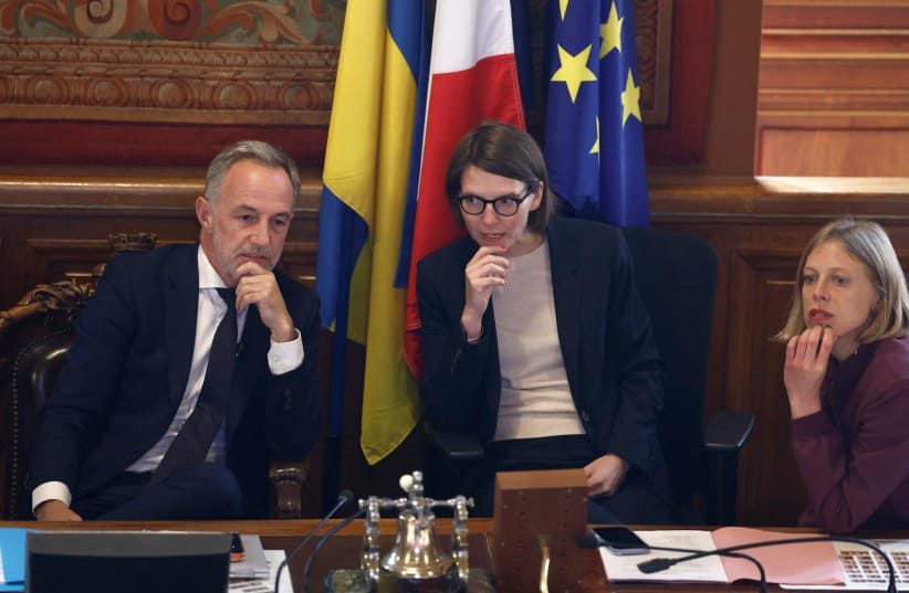 Paris mayor Emmanuel Gregoire takes part in the launch of a Citizens' Convention on Protecting Children and Their Time at School at Paris city hall in central Paris on May 18, 2026.