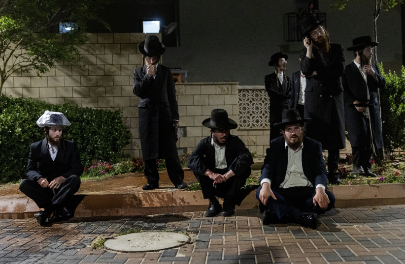 HAREDI MEN protest against the jailing of yeshiva students who failed to comply with an IDF draft order, in May 2026.
