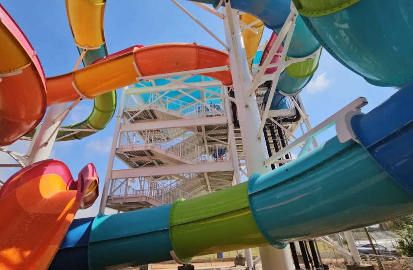 On the lower level there are slides where much younger children can slide