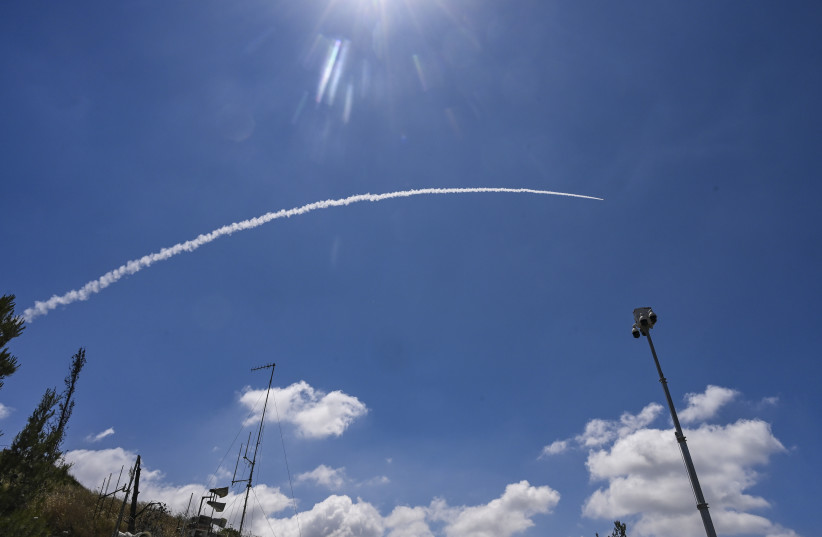 Anti-missile batteries fire interception missiles toward incoming ballistic missiles launched from Lebanon, as seen in northern Israel, May 30, 2026.