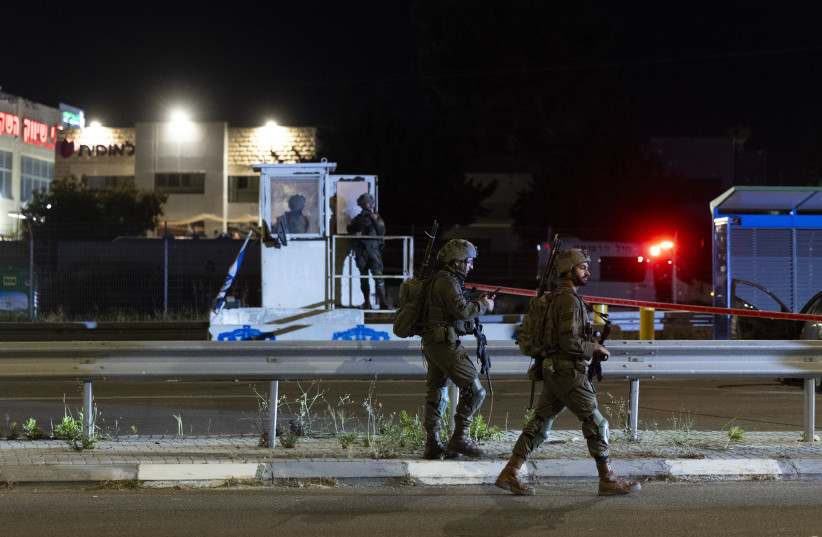ISRAELI SECURITY and rescue forces at the scene of a car-ramming attack carried out by a Palestinian terrorist at the Gush Etzion Junction in the West Bank, May 31, 2026.