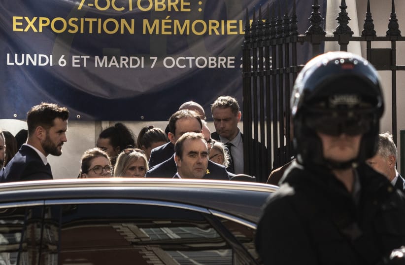 French Prime Minister Sebastien Lecornu visits a Sukkah dedicated to the memory of the victims of the October 7 massacre, in Paris, France, on October 7, 2025.