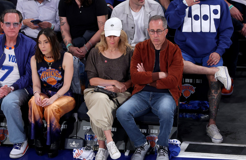Jerry Seinfeld and his wife Jessica Seinfeld attend Game Four of the 2026 NBA Finals between the San Antonio Spurs and the New York Knicks at Madison Square Garden on June 10, 2026 in New York City.