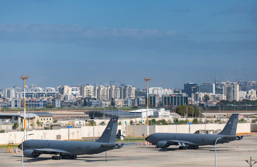 US Air Force Boeing KC-135 Stratotanker aerial refueling aircraft are parked at Ben Gurion International Airport near Tel Aviv on February 25, 2026.