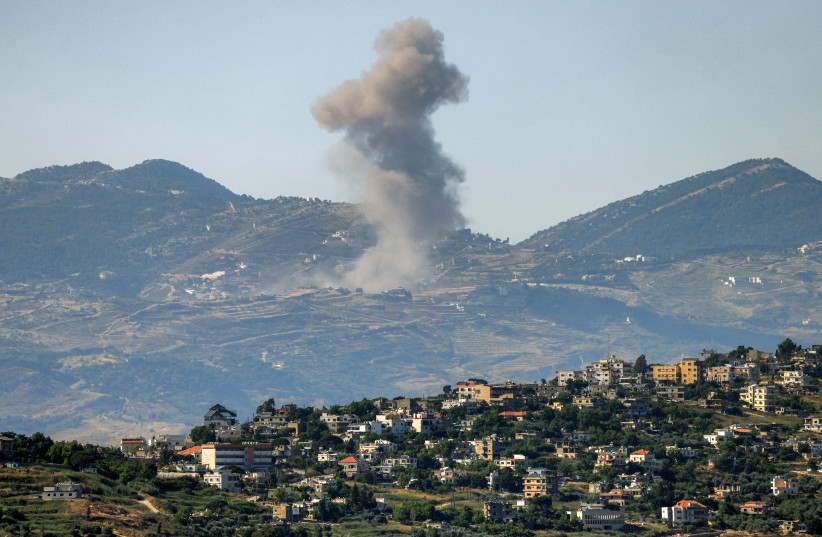 ISRAEL-US-LEBANON-IRAN-WAR Smoke rises following Israeli bombardment in southern Lebanon as seen from a position across the border in the Upper Galilee in northern Israel on June 19, 2026.