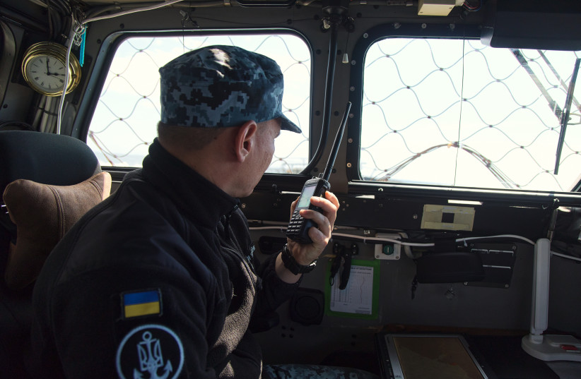 The Naval Forces of the Armed Forces of Ukraine, patrol the Black Sea off Ukraine's coast to defend infrastructure and residential areas from Russian Shahed drones on April 28, 2026, in Odesa, Ukraine.