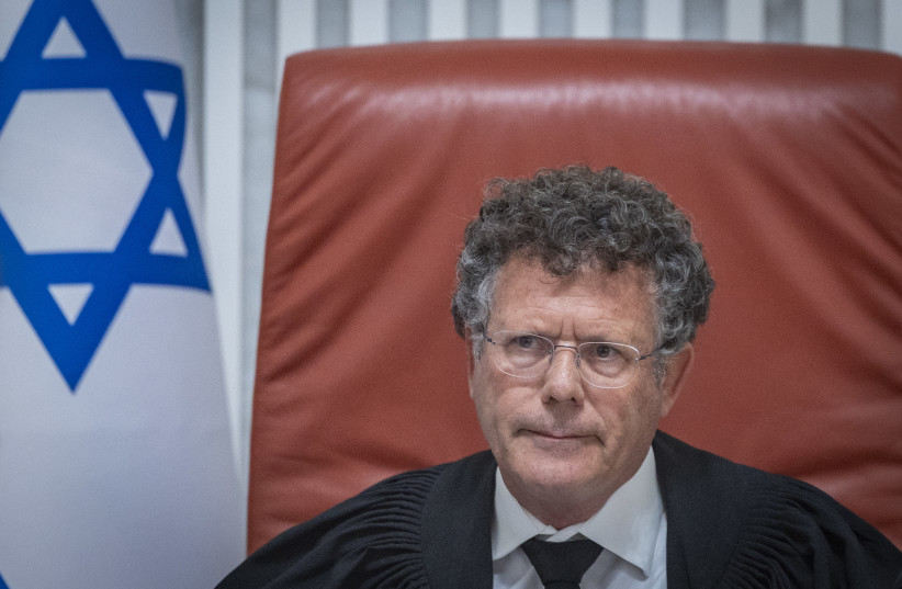 Supreme Court President Isaac Amit and Supreme Court justices arrive for a hearing at the Supreme Court in Jerusalem on petitions seeking to overturn the election of attorney Michael Rabello as State Comptroller, June 28, 2026.