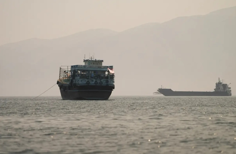 A ship in the Strait of Hormuz, June 2026