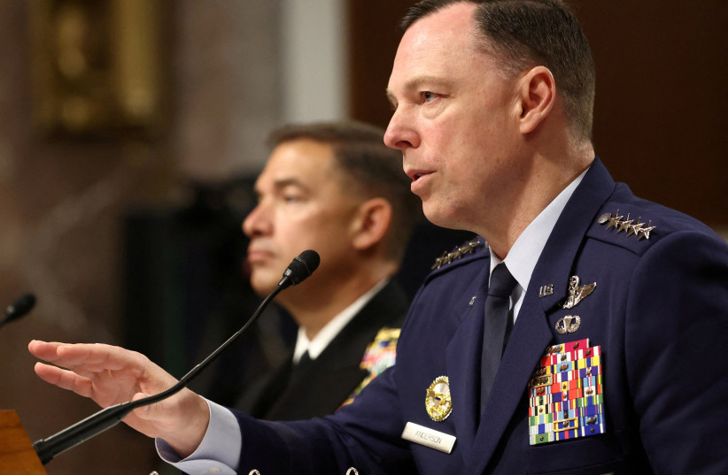 AFRICOM Commander Air Force Gen. Dagvin Anderson testifies before the Senate Armed Services Committee on ''The Posture of the US Central Command and US Africa Command in Review'' on Capitol Hill in Washington, DC, US, May 14, 2026.