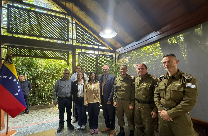 Israel's Foreign Ministry and aid delegation to Venezuela meets with interim president Delcy Rodriguez in Caracas, Venezuela, on July 8.