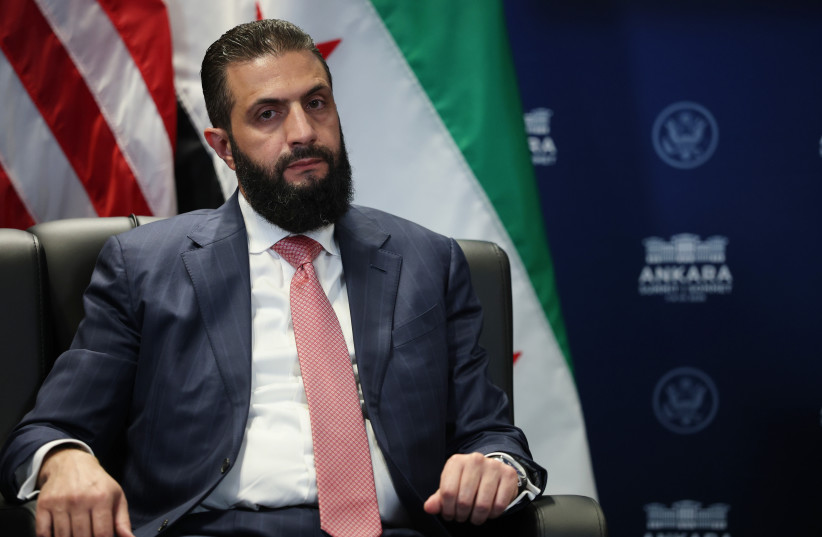 Ahmed al-Sharaa, President of Syria meets U.S. President Donald Trump (Not Shown) for bilateral talks at Beştepe Presidential Compound during the NATO Summit on July 08, 2026 in Ankara, Turkey.