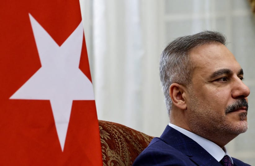 Turkish Foreign Minister Hakan Fidan attends a meeting with Egyptian Foreign Minister Badr Abdelatty to discuss stability in the region following an interim deal between the US and Iran, at Tahrir Palace in Cairo, Egypt June 21, 2026.