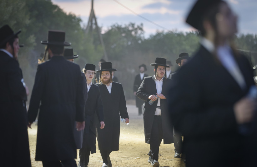 Thousands of ultra-Orthodox Jewish men protest outside Military Prison near Kfar Yona, central Israel, against the jailing of seminary students who failed to comply with an army recruitment order, July 16, 2026.