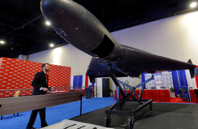 An Iranian Shahed Drone is displayed by the United Against Nuclear Iran at the Conservative Political Action Conference (CPAC) annual meeting in National Harbor, Maryland, U.S., February 22, 2025.