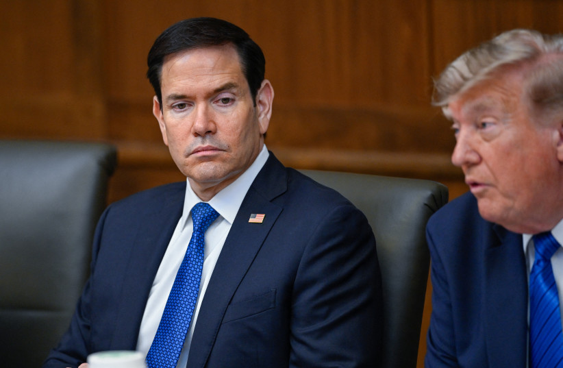 US President Donald Trump and Secretary of State Marco Rubio participate in a cabinet meeting at Camp David in Thurmont, Maryland, US, July 31, 2026.