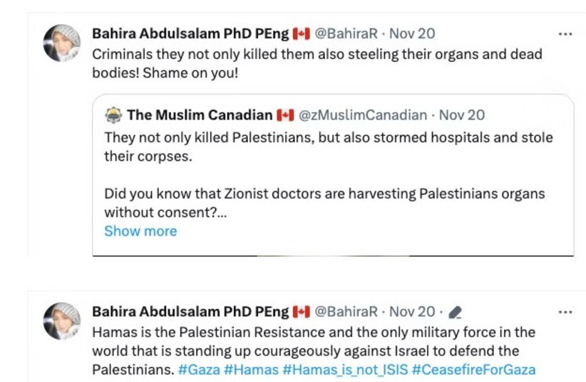 A screenshot from Dr. Bahira Abdulsalam's X account.