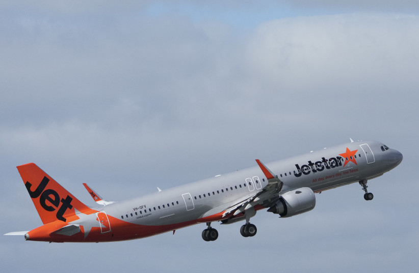 A VH-OFV Jetstar Airways Airbus A321-251NX takes off from Melbourne Airport on April 18, 2026.