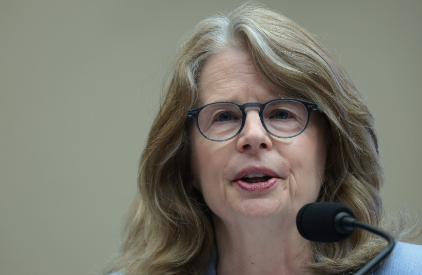 President of Haverford College Wendy Raymond testifies during a hearing before the House Education and Workforce Committee at the Rayburn House Office Building in Washington. The committee held a hearing on ''Beyond The Ivy League: Stopping the Spread of Antisemitism on American Campuses.''