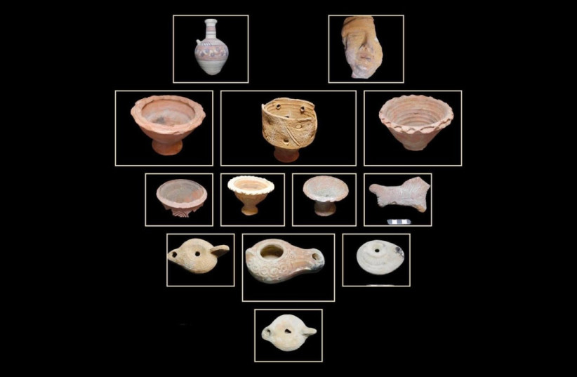 Artifacts found at the Tell El Deir archaeological site in northern Egypt, August 14, 2026.