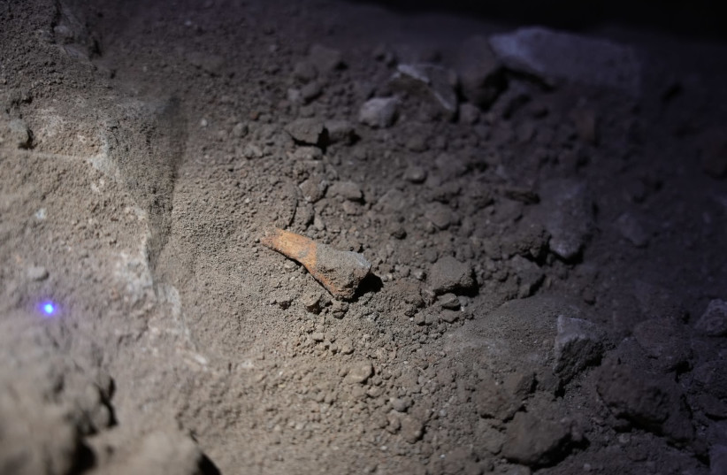 Archaeological finds discovered within a burial cave found under a building in Silwan, east Jerusalem, August 24, 2026.