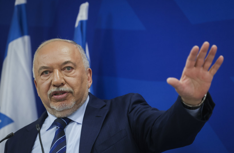 Yisrael Beytenu leader and MK Avigdor Liberman holds a press conference in Tel Aviv, May 6, 2026