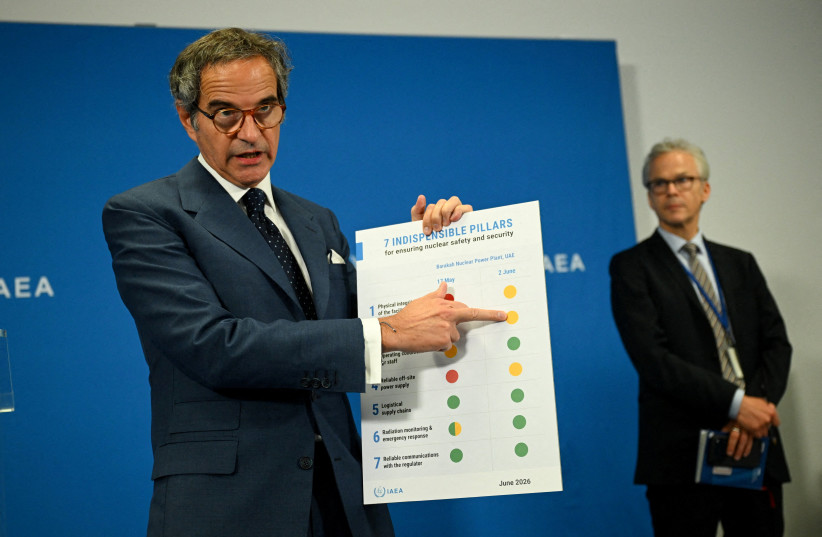 International Atomic Energy Agency (IAEA) Director General Rafael Grossi speaks to the media on the sidelines of a meeting of the IAEA Board of Governors in Vienna, Austria, June 5, 2026.