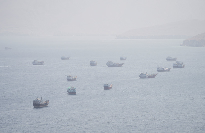 Vessels near the Strait of Hormuz, as seen from Musandam