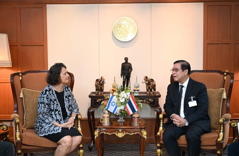 Thailand’s deputy prime minister and foreign minister, Sihasak Phuangketkeow meets with Israeli Ambassador to Thailand, Alona Fisher-Kamm, September 8, 2026.