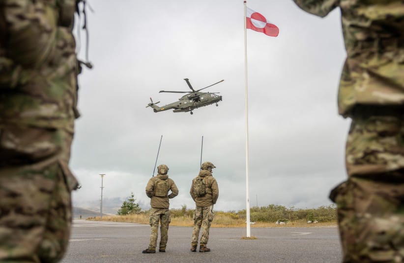 A Danish Air Force EH101 Merlin rescue helicopter comes in to land after the NATO military exercise Arctic Shield 2026 in Narsarsuaq, Greenland, on September 9, 2026.
