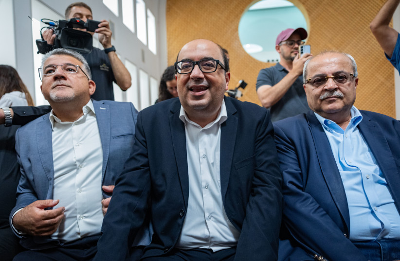 A hearing at the Supreme Court in Jerusalem on the Central Elections Committee’s decision to disqualify Ra’am, Sami Abu Shehadeh, MK Ofer Cassif and the Joint List from running in the upcoming Knesset elections, October 1, 2026.