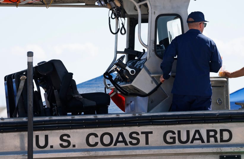 A US Coast Guard emblem is displayed on the side of a boat on September 25, 2026 in San Diego, CA.