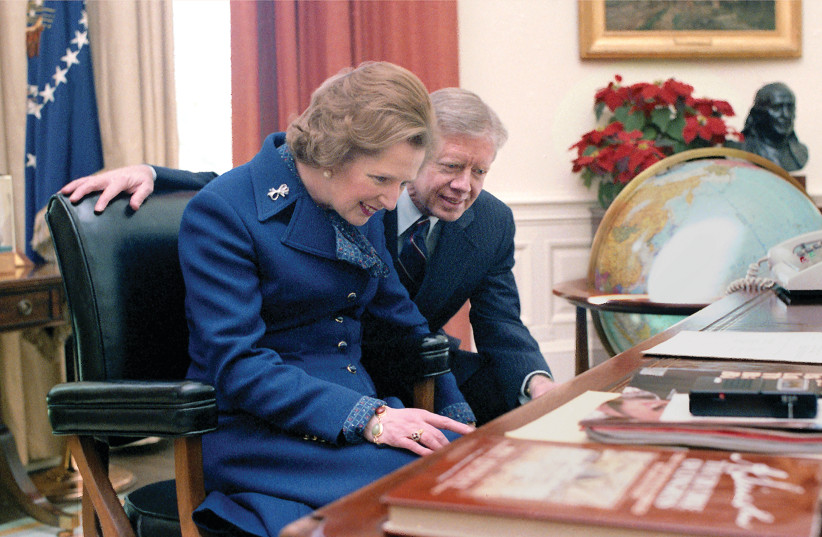 THEN-UK PRIME MINISTER Margaret Thatcher with US president Jimmy Carter in the Oval Office, 1979.