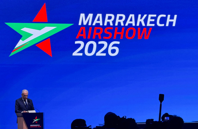 Abdellatif Loudiyi, Morocco's defence administration minister, speaks at the Marrakech Airshow in Marrakesh, Morocco, October 7, 2026.