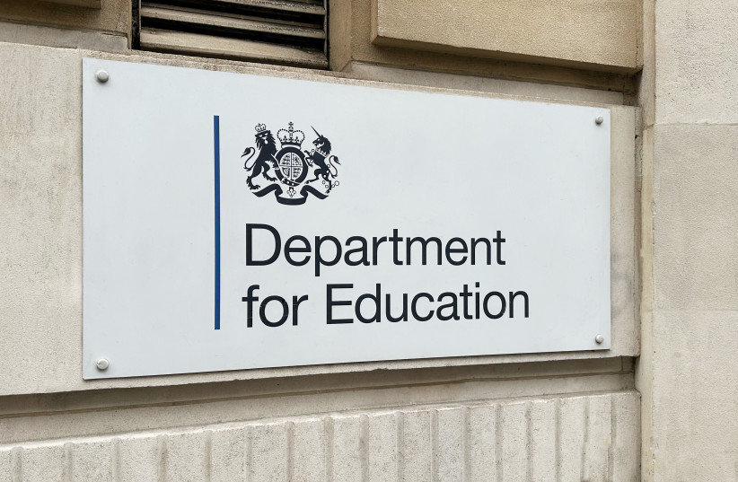 The Department for Education sign is seen outside their building in Whitehall on October 15, 2024 in London, United Kingdom.