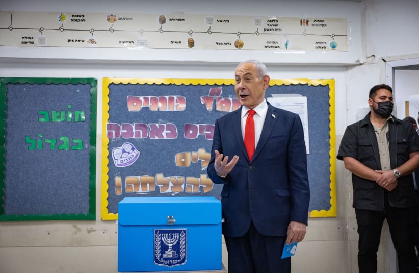 Prime Minister Benjamin Netanyahu casting his ballot during the 26th Knesset election, October 27, 2026.