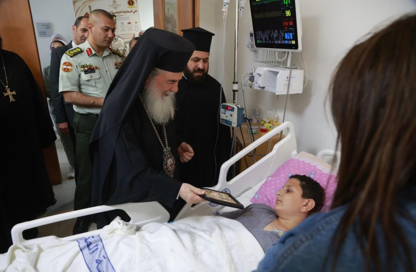 Theophilos III, the Greek Orthodox Patriarch of Jerusalem visited one of the people injured in a terror attack on Jordan’s Christian community.
