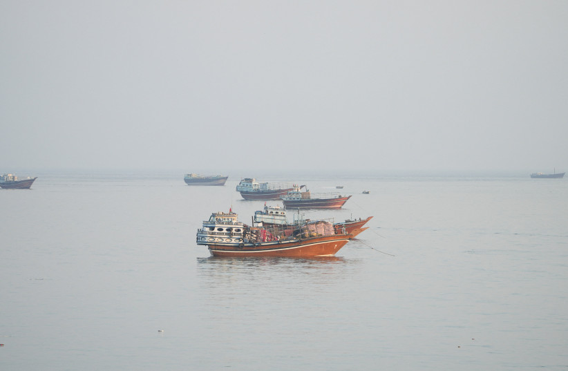 Vessels at the Strait of Hormuz, as seen from Musandam, Oman, October 23, 2026.