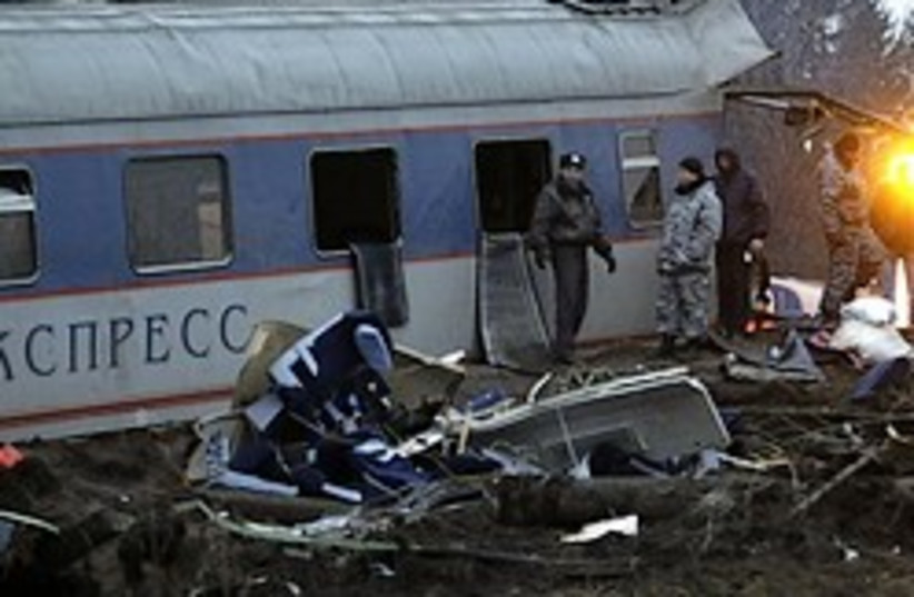 Russian train bomb (photo credit: AP)