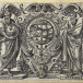  Depictions of Euclid and Ptolemy with a cosmological diagram between them. Engraving. (Illustrative).