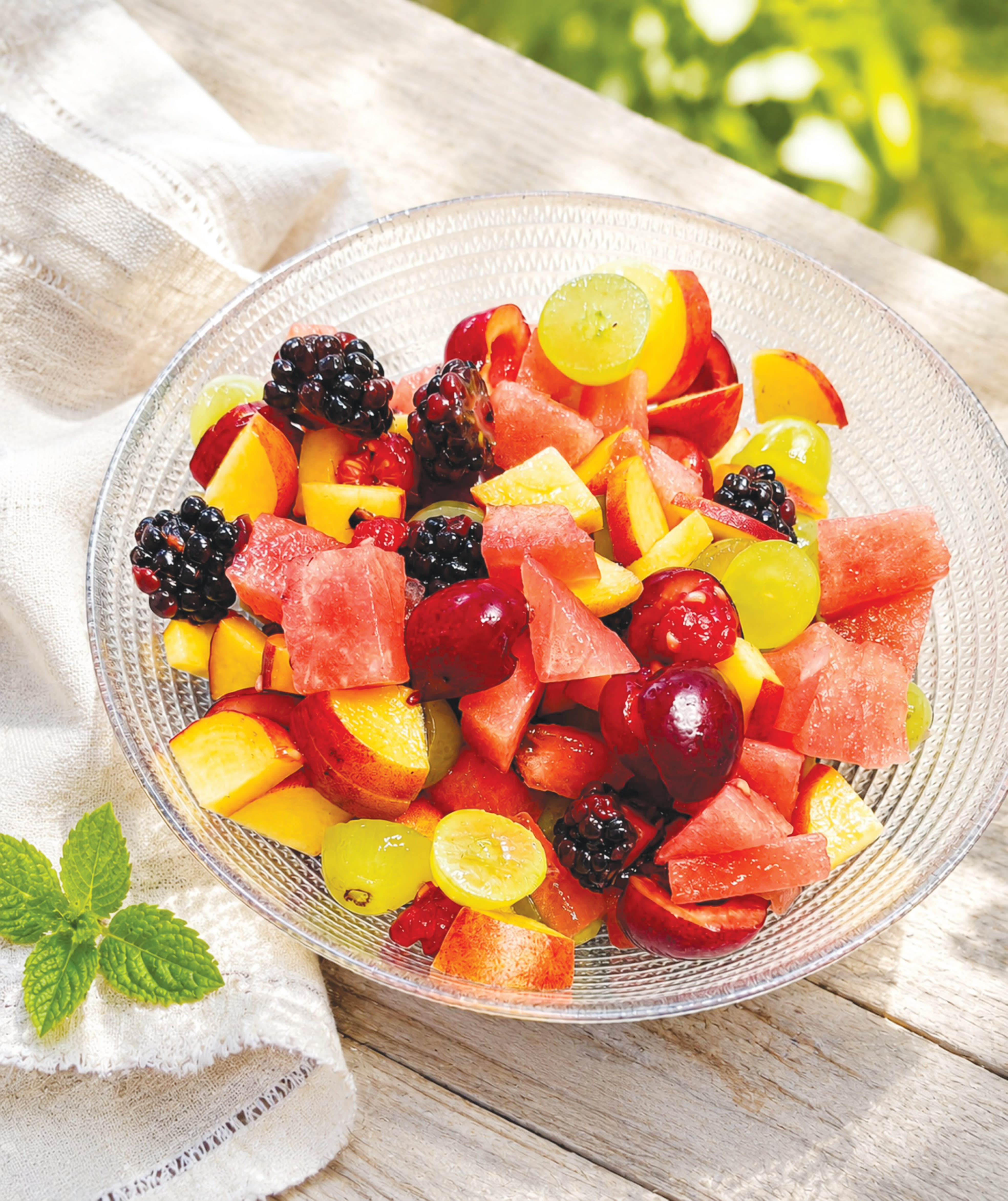 Summer fruit salad with a citrus dressing.
