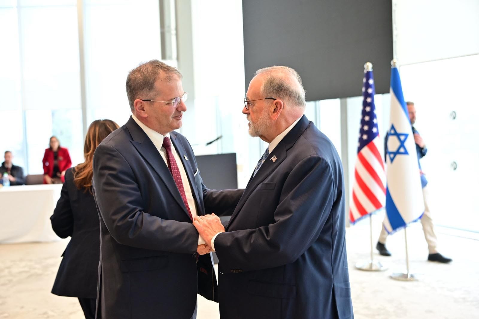 Education Minister Yoav Kisch (L) and US Ambassador to Israel Mike Huckabee (R), February 2026. (photo credit: EDUCATION MINISTRY)