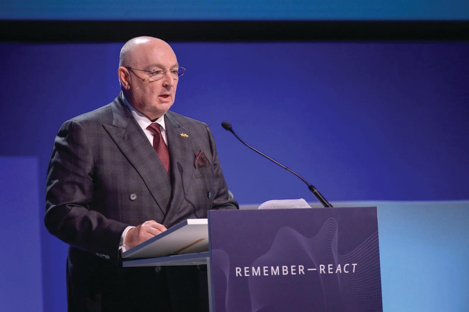 EJC PRESIDENT Moshe Kantor speaks at the Malmo International Forum on Holocaust Remembrance and Combating Antisemitism, in Sweden. (photo credit: Jonas Ekstromer/TT News Agency/AFP via Getty Images)