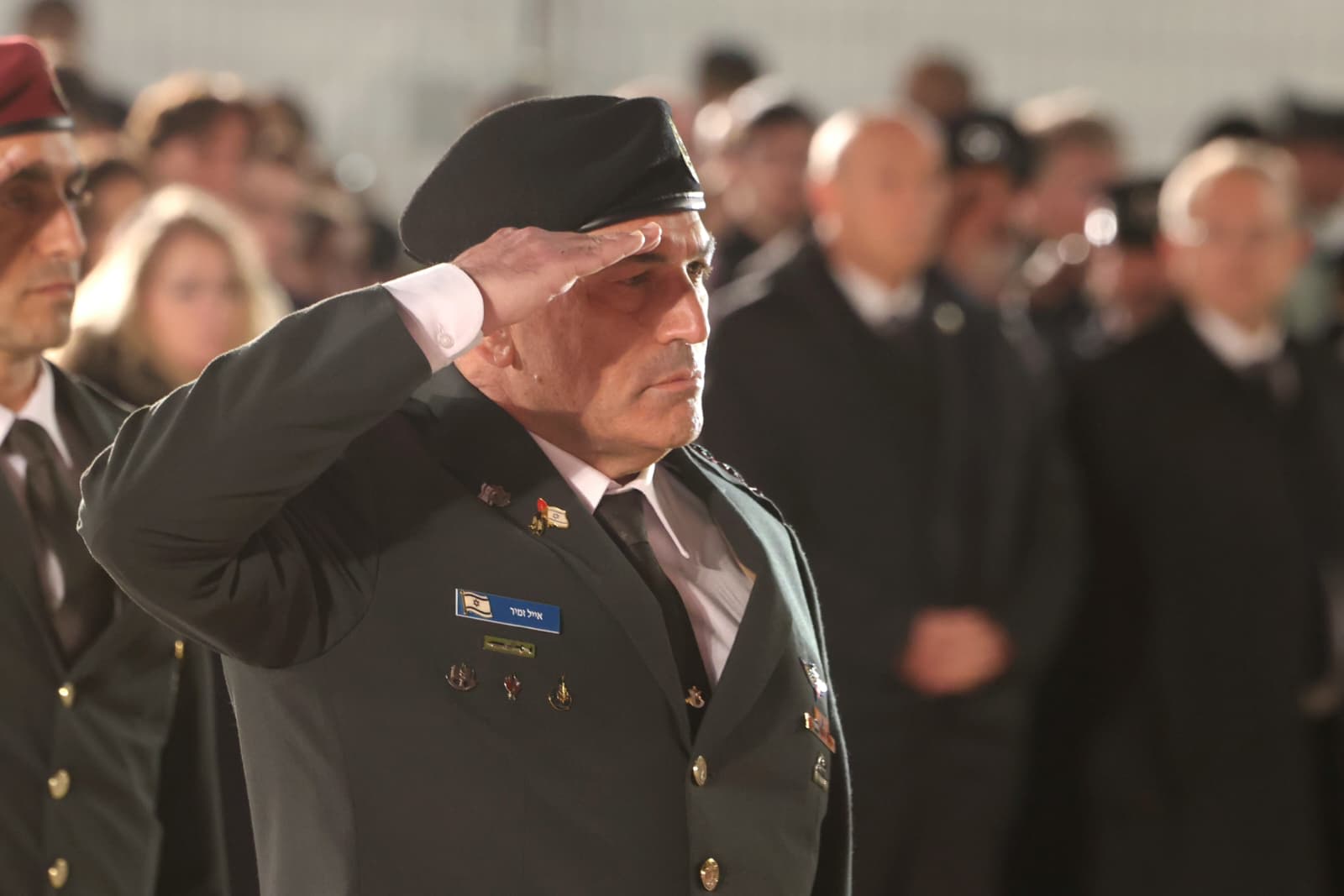 IDF Chief of Staff Eyal Zamir stands at attention during the National Remembrance Day ceremony at the Western Wall on April 20, 2026. (photo credit: MARC ISRAEL SELLEM)