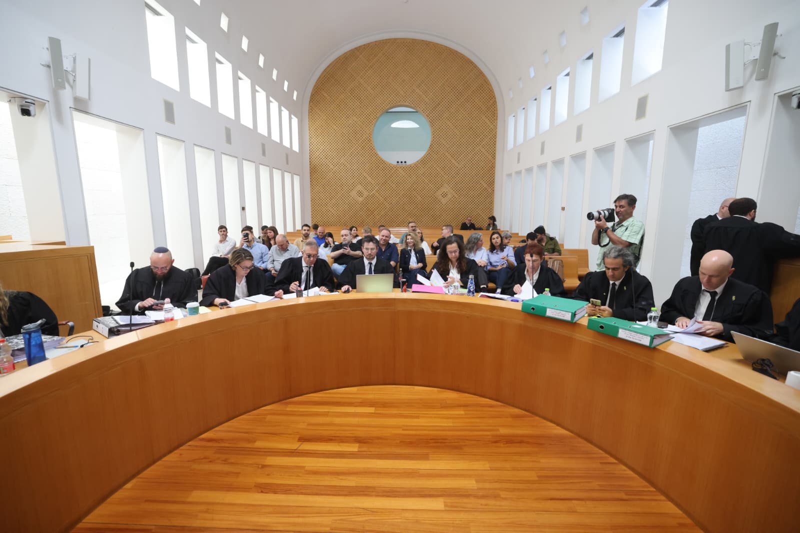 ATTORNEYS AND audience members look on at a High Court of Justice hearing on the closure of Army Radio, May 26, 2026.  (photo credit: MARC ISRAEL SELLEM/THE JERUSALEM POST)