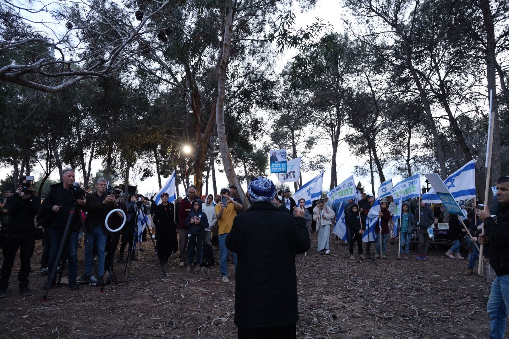 Members of Nahala movement march toward Gaza Strip with saplings and Israeli flags, February 5, 2026. (photo credit: The Nahala Movement)