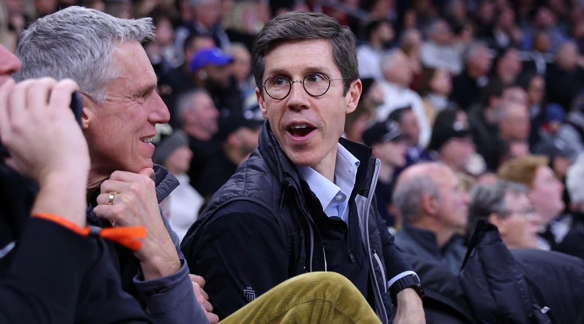 Providence, Rhode Island Mayor Brett Smiley, a vocal Israel supporter who opposes the ballot initiative, attends a college basketball game at the Amica Mutual Pavilion, Jan. 24, 2026. (photo credit: M. Anthony Nesmith/Icon Sportswire via Getty Images)