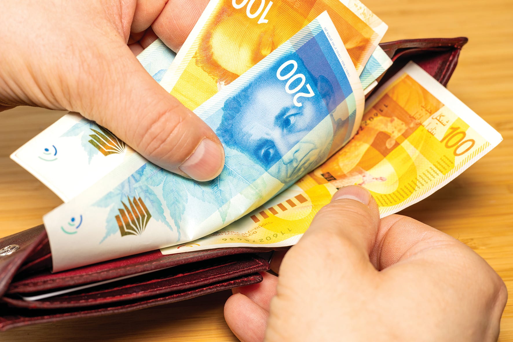 An illustrative image of New Israeli Shekels in a wallet. (photo credit: SHUTTERSTOCK)